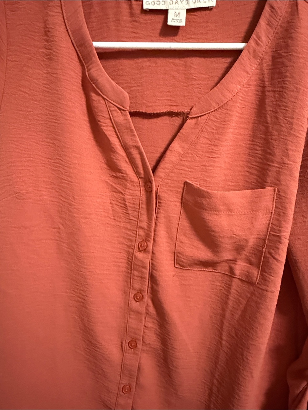 Rust Button-Front Women’s Blouse - Picture 3 of 7